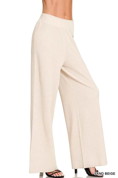 Zenana Viscose Ribbed Sweater Pants