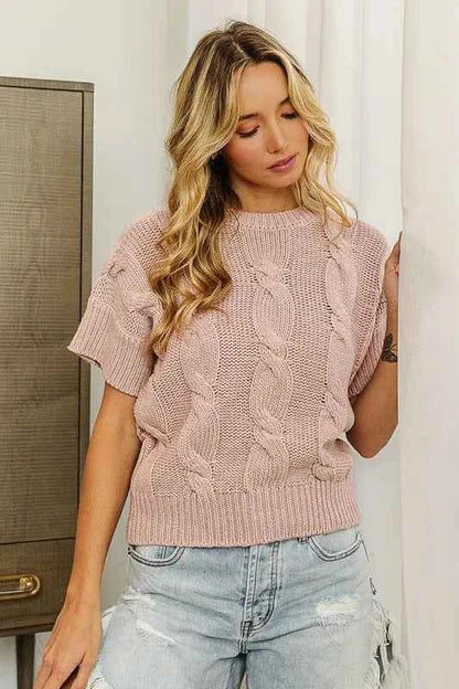 BiBi Cable Knit Textured Sweater Top