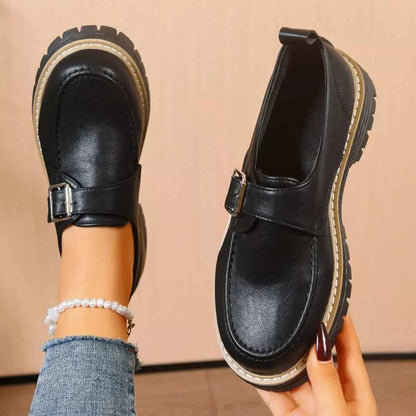 Round Toe Buckle Loafers