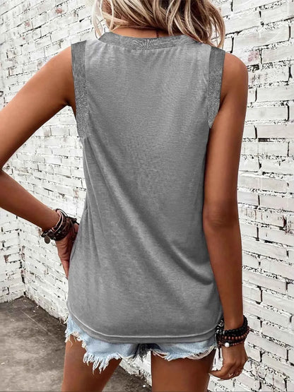 Breathable V-Neck Ribbed-Band Tank Top