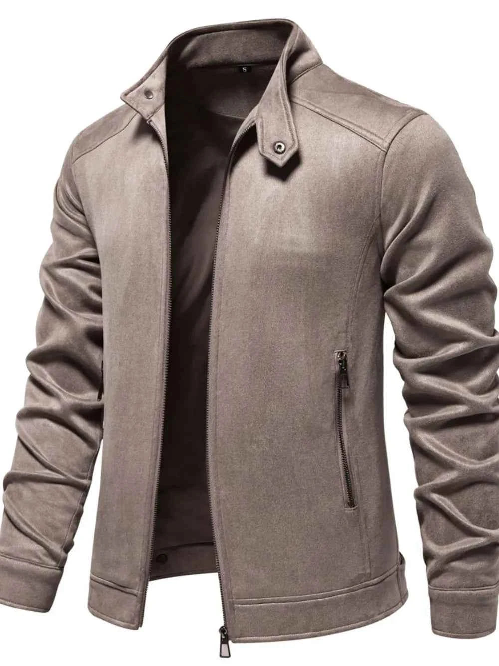 Men's Zip Up Long Sleeve Biker Jacket