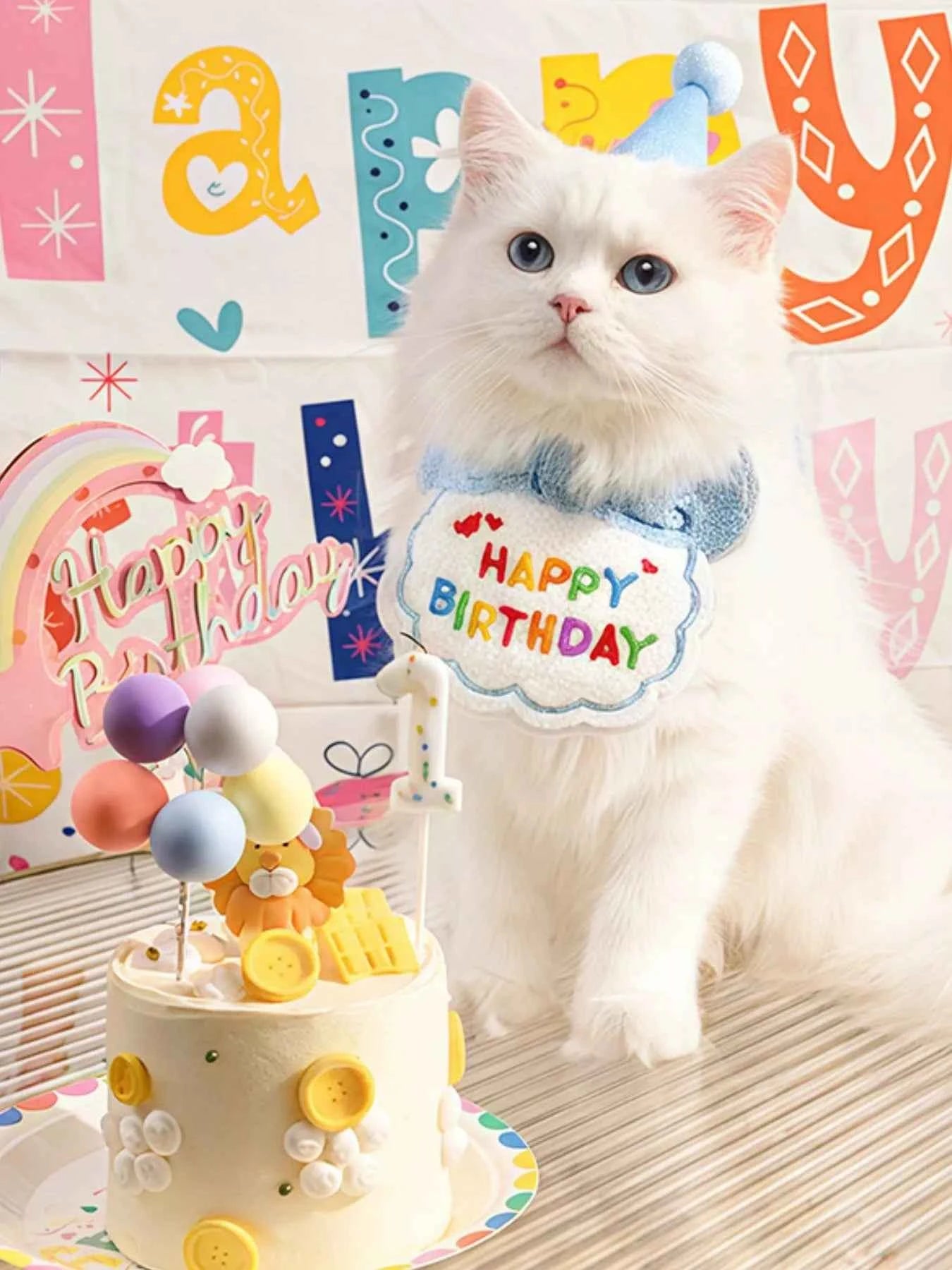 7 Piece Pet Birthday Hat & Scarf Set