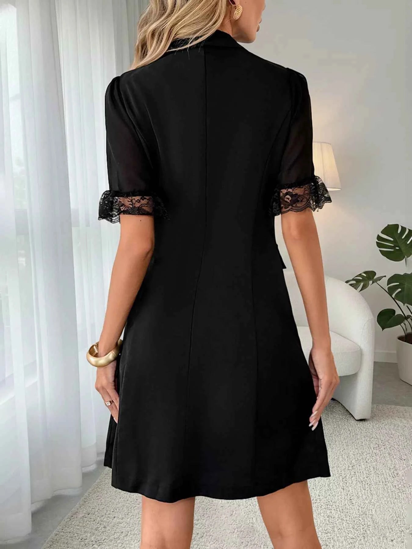 Lace Detail Double Breasted Blazer Dress
