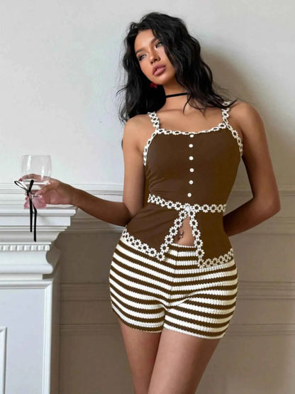 Striped High Waist Knit Shorts