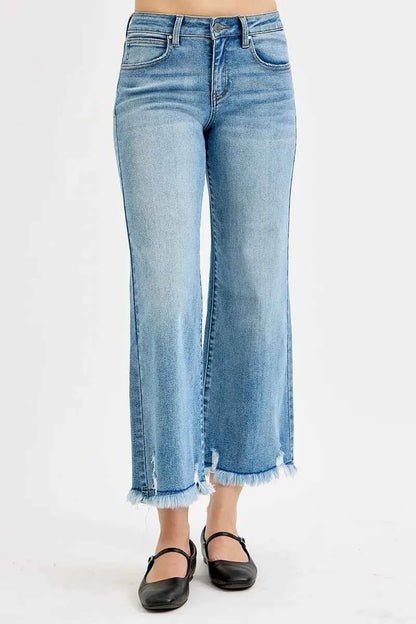 RISEN Full Size Mid Rise Crop Wide Leg Jeans Plus Size