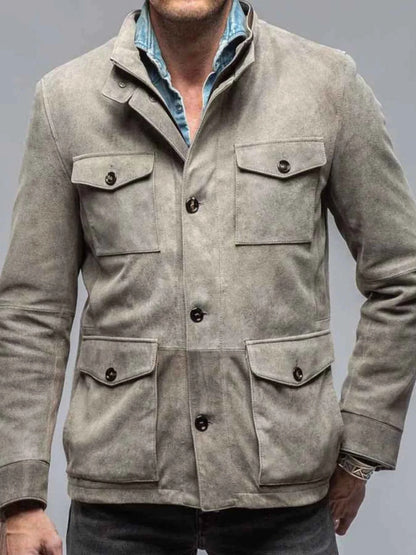 Men's Full Size Multi-Pocket Long Sleeve Jacket Plus Size