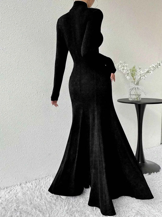 Turtleneck Long Sleeve Maxi Mermaid Dress