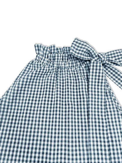 Asymmetric Gingham Bow Tie Sleeveless Top
