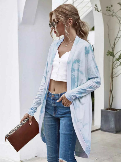 Tie-Dye Oversized Open Front Cardigan