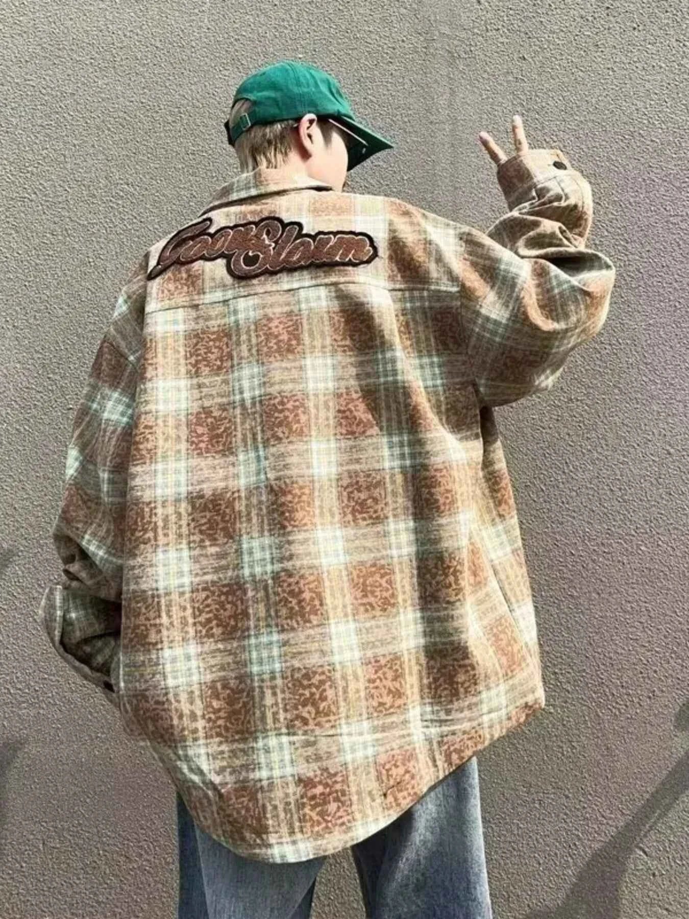 Men's Plaid Zip Up Long Sleeve Jacket