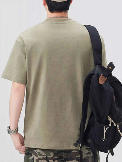 Men's Plus Size Letter Round Neck Short Sleeve T-Shirt