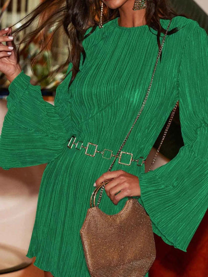 Cutout Back Flare Sleeve Dress