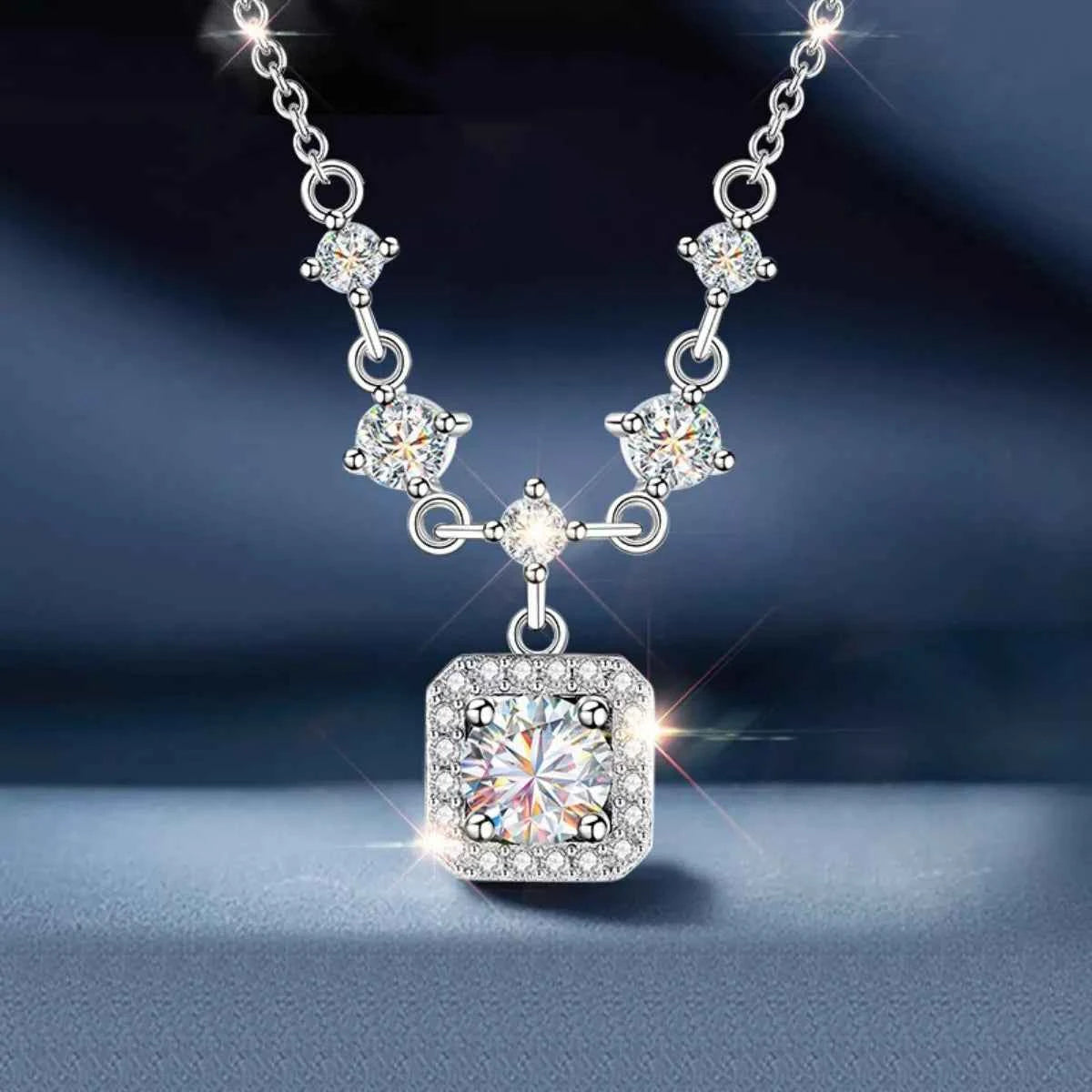 2 Carat Moissanite 925 Sterling Silver Pendant Necklace