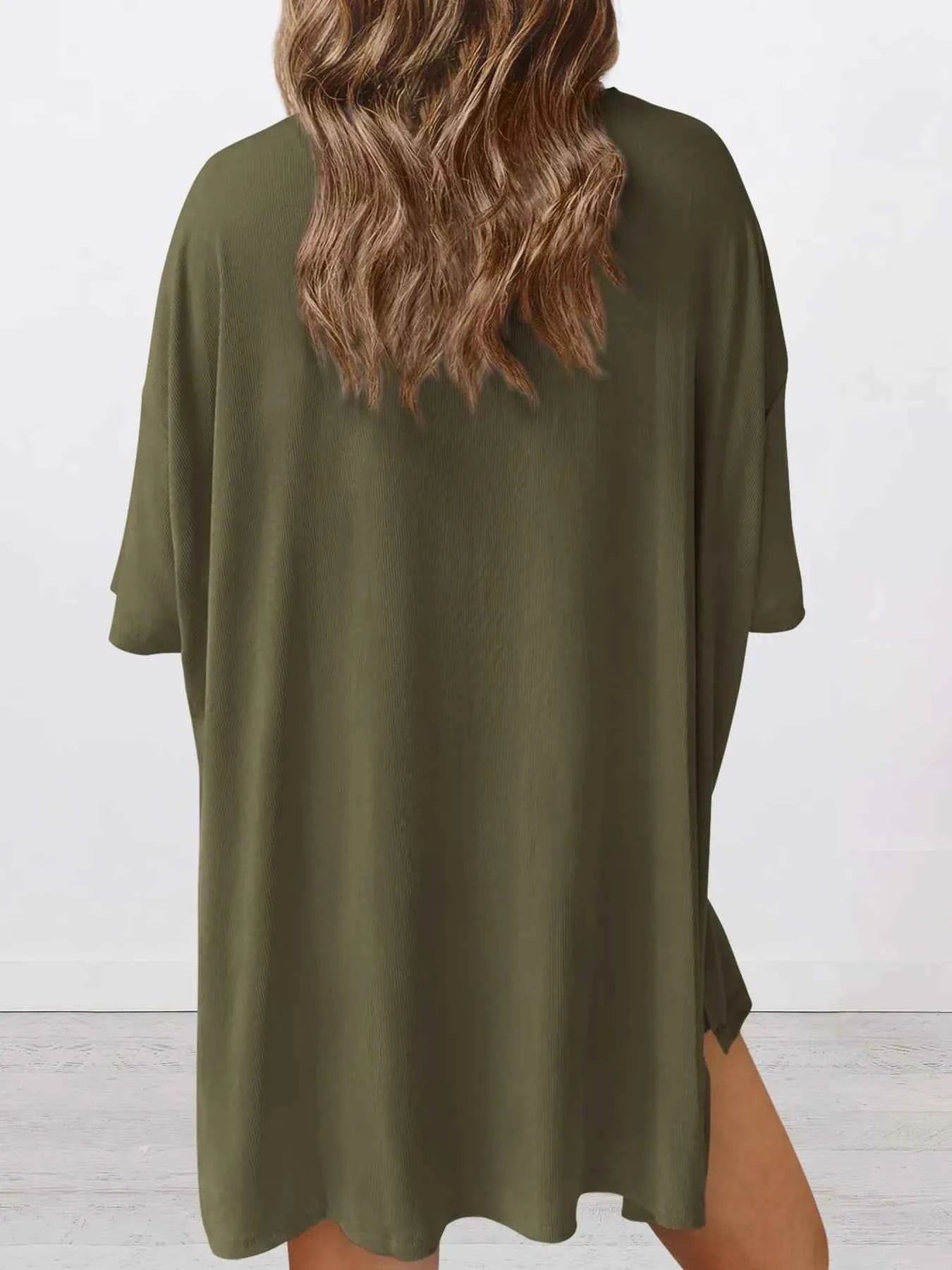 Full Size Oversized Round Neck Top and Shorts Set Plus Size