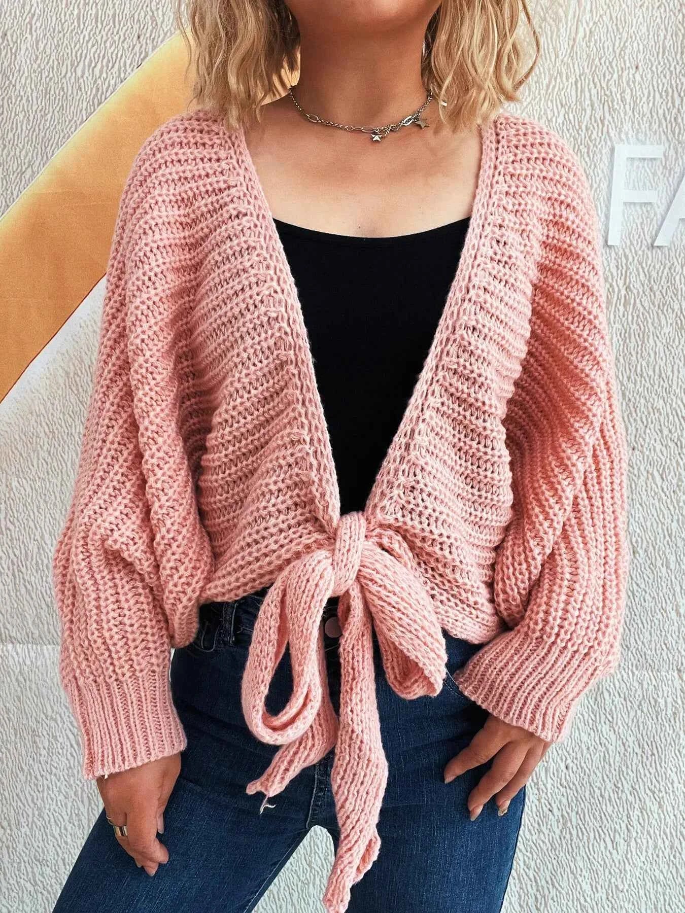 Tie Front Long Sleeve Cardigan
