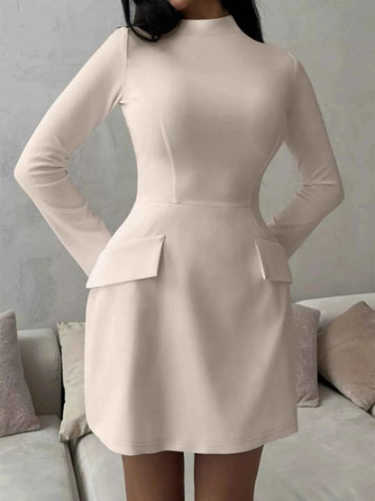 Mock Neck Long Sleeve Bodycon Dress