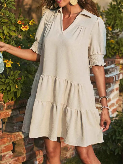 Johnny Collar Short Sleeve Mini Dress