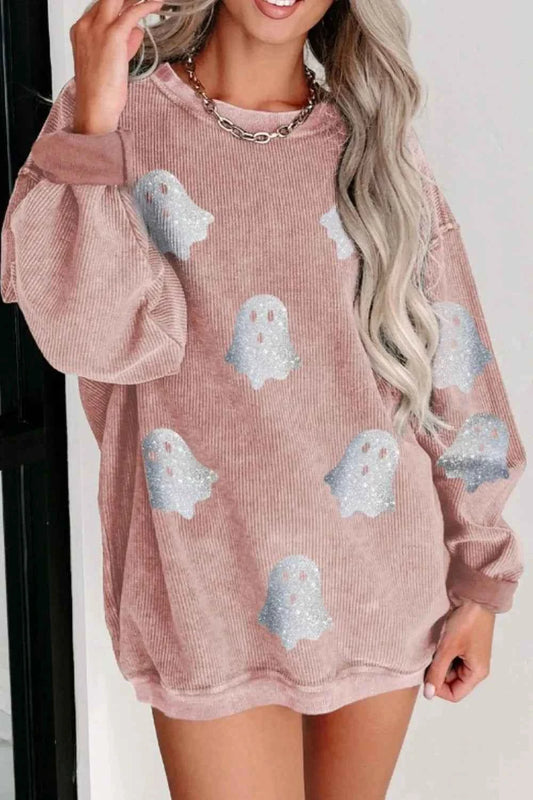 Ghost Round Neck Oversized Sweatshirt