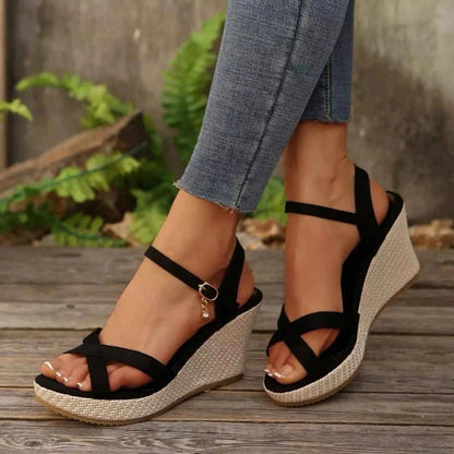Crisscross Open Toe Wedge Sandals