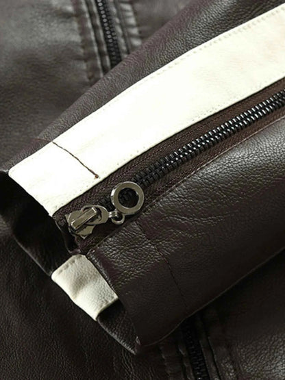 Men's Plus Size Contrast Zip Up Long Sleeve Jacket