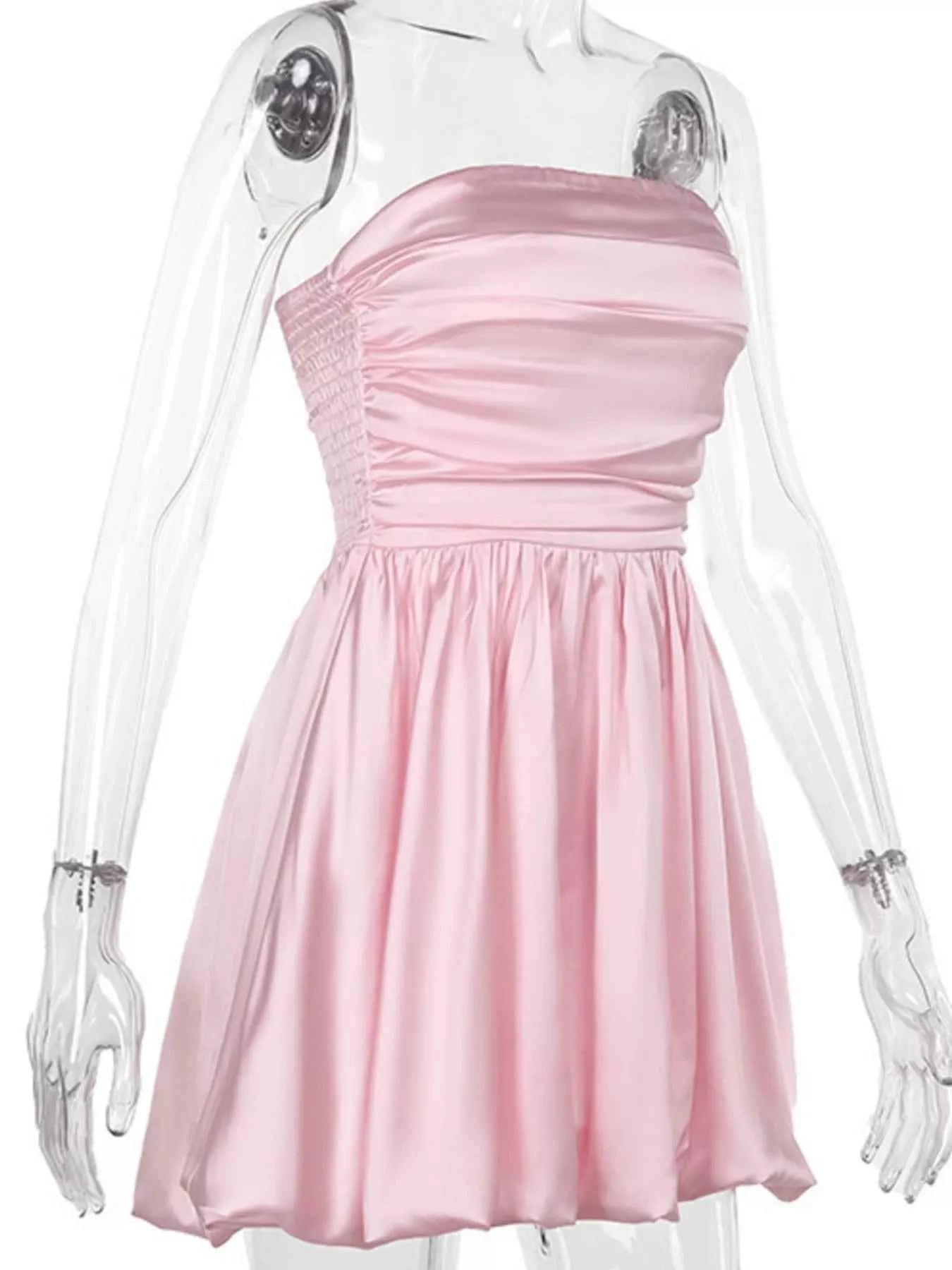 Strapless Ruched Mini Bubble Dress