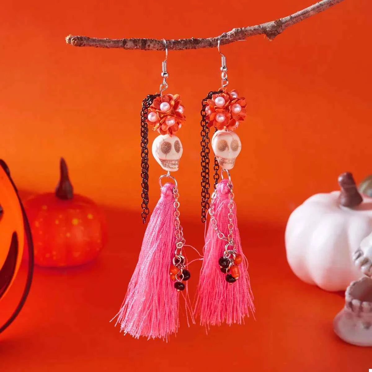 Halloween Ghost Tassel Drop Earrings