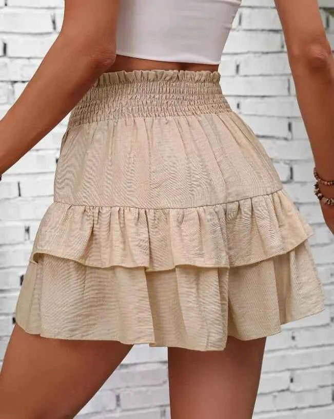 Ruffle Layered High Waist Casual Skort