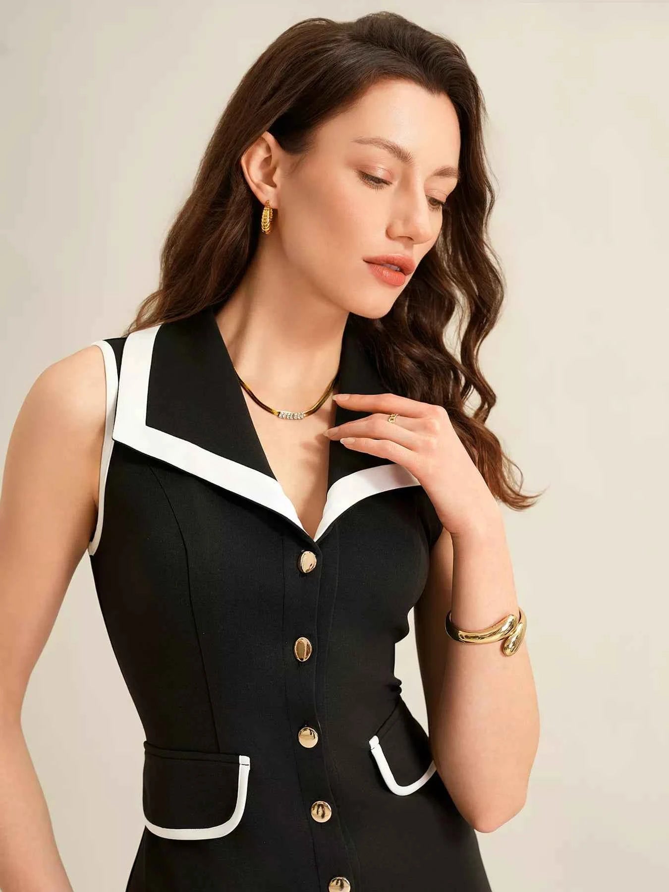 Sleeveless Button-Front Dress