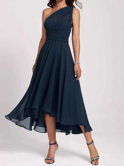 Ruched A-Line Midi Dress