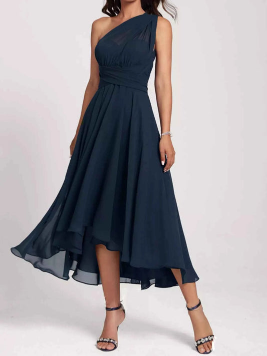 Ruched A-Line Midi Dress