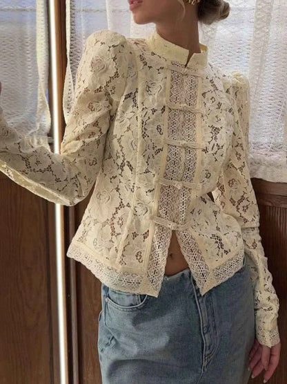 Lace Button-Up Shirt