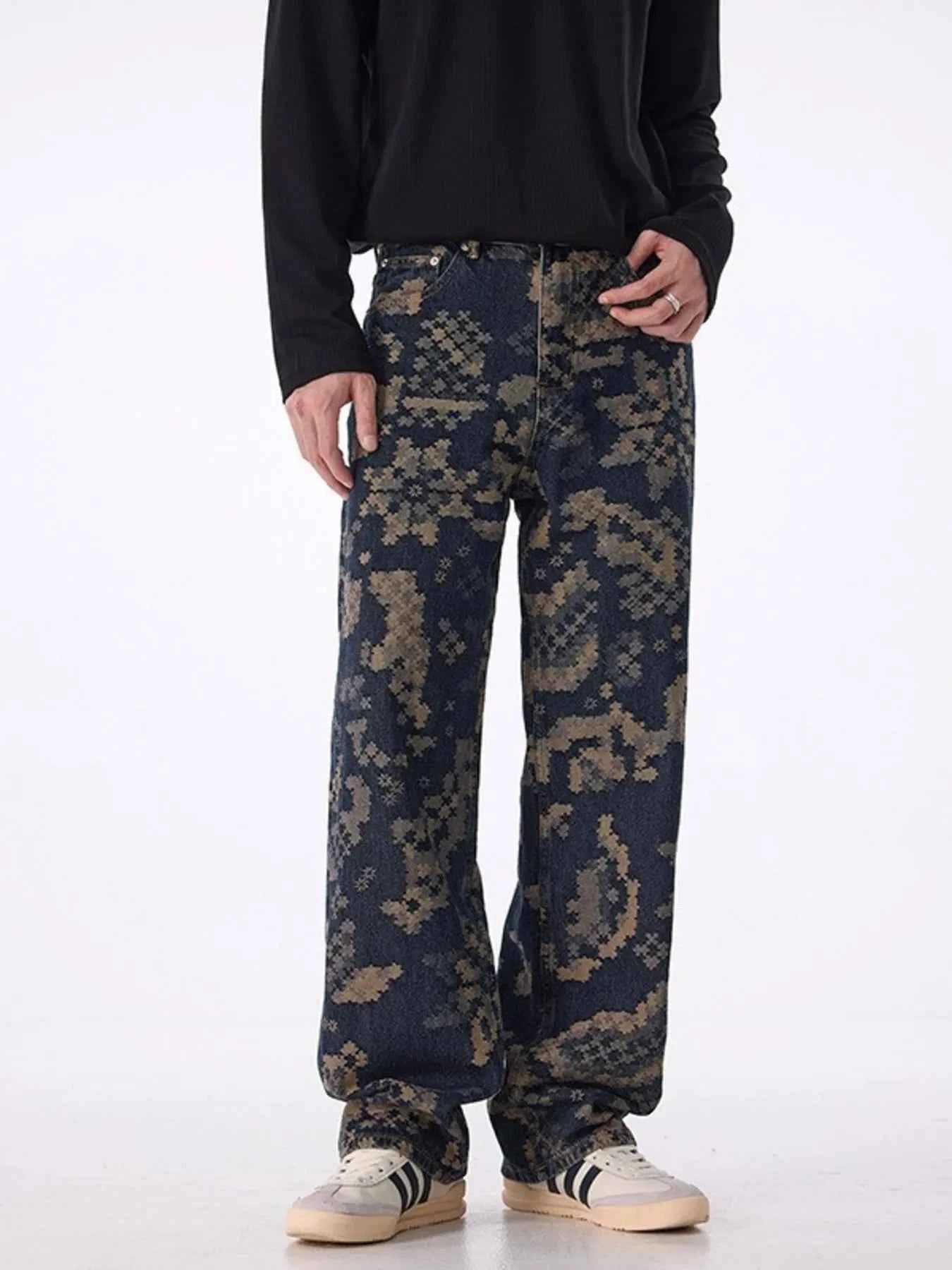 Men's Printed Wide Leg Cargo Pants