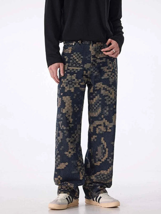 Men's Printed Wide Leg Cargo Pants