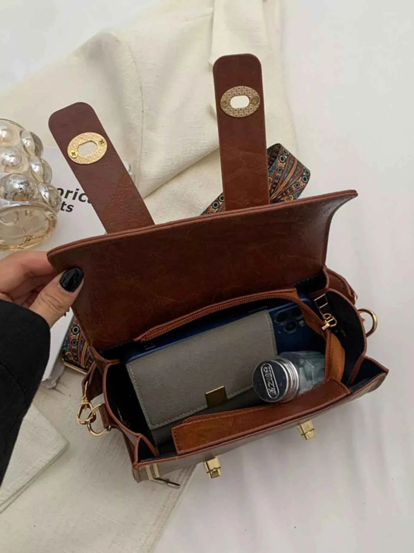 Vintage Barrel Crossbody Bag with Charm