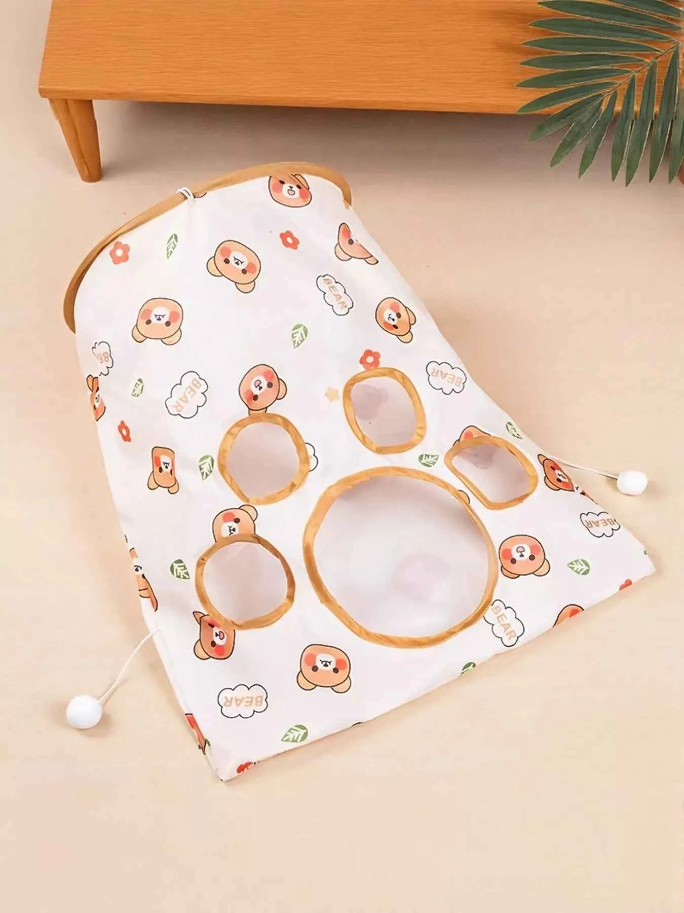 Cartoon Pattern Collapsible Cat Tunnel Pet Toy