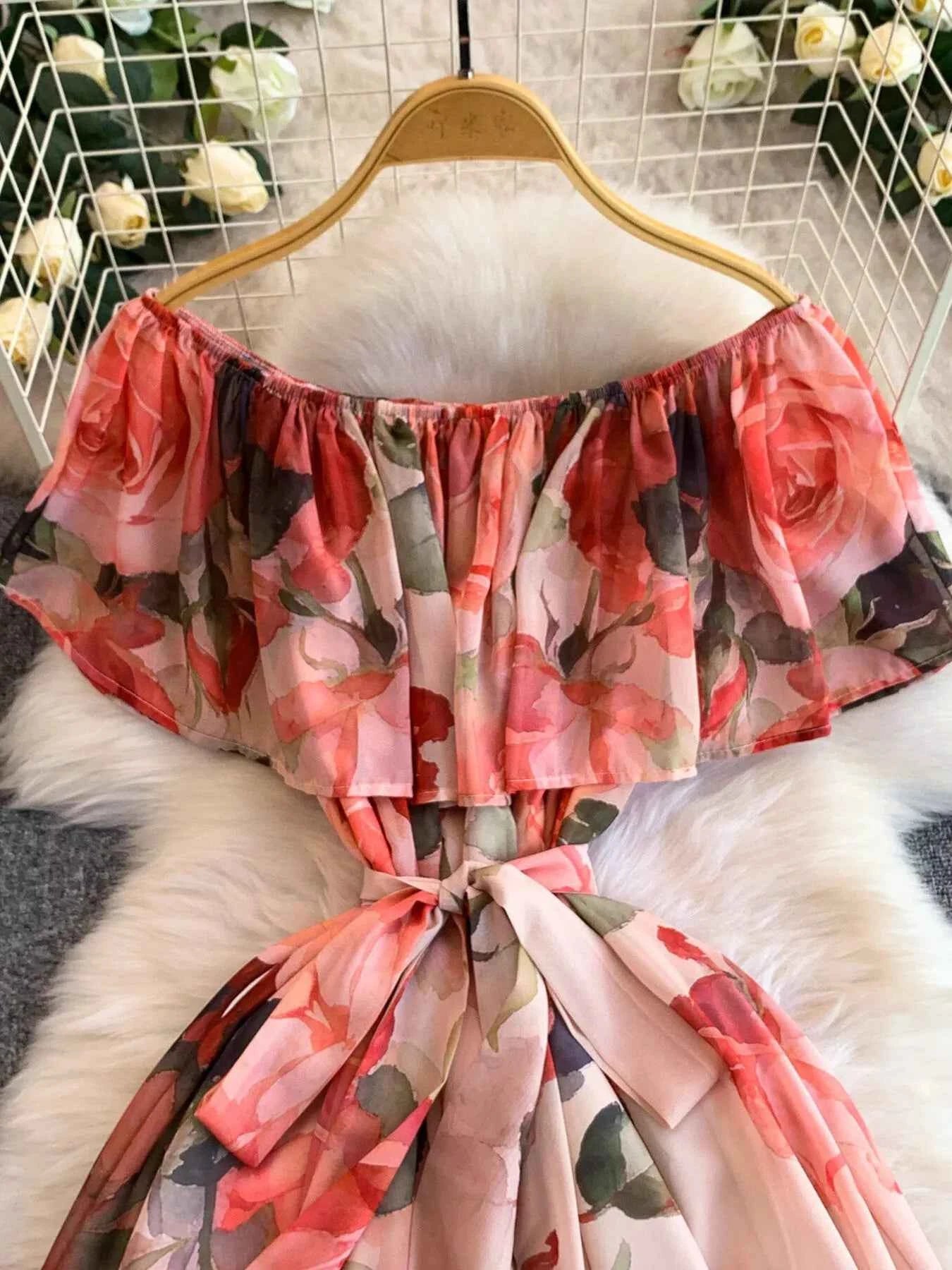 Floral Off-Shoulder A-Line Dress