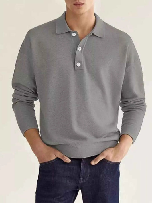 Men's Plus Size Long Sleeve Casual Polo Shirt