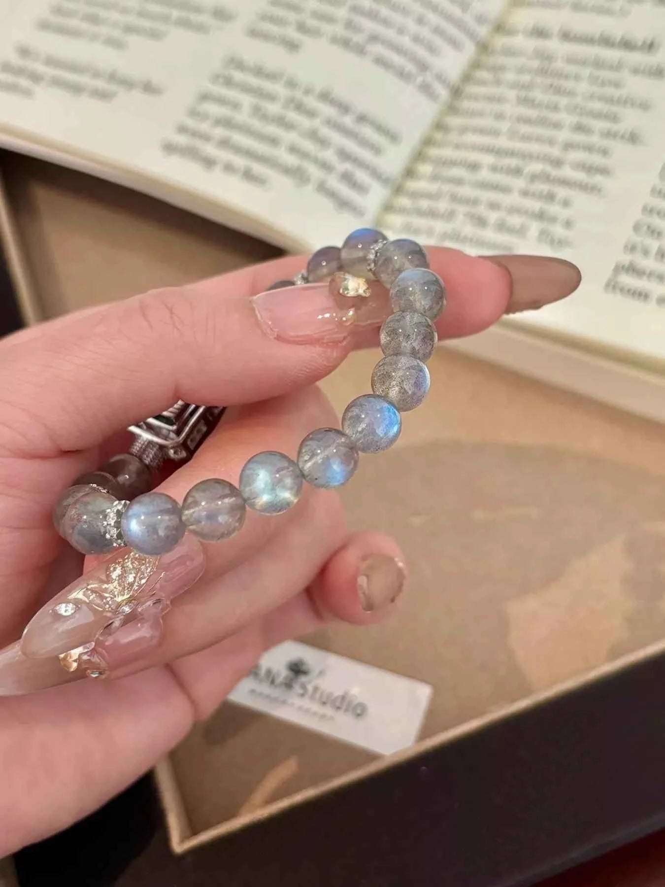 Moonstone Bead Geometric Bracelet