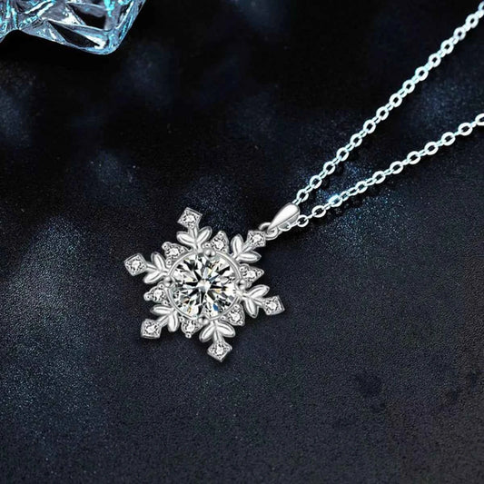 1 Carat Moissanite 925 Sterling Silver Snowflake Pendant Necklace