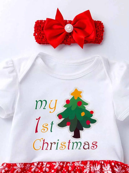Children's Christmas One Piece Dress with Headband