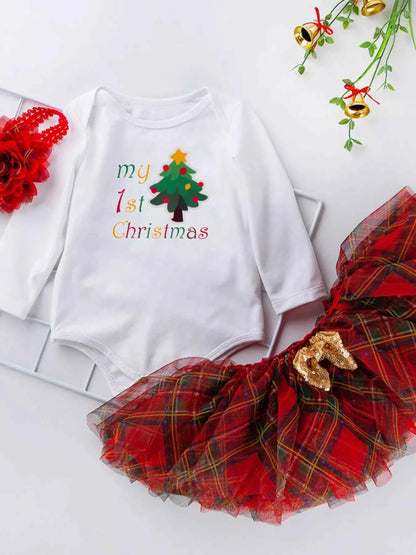 Children's Christmas Santa Baby Outfit Set with Headband