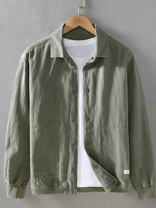 Men's Plus Size Button Up Long Sleeve Shacket
