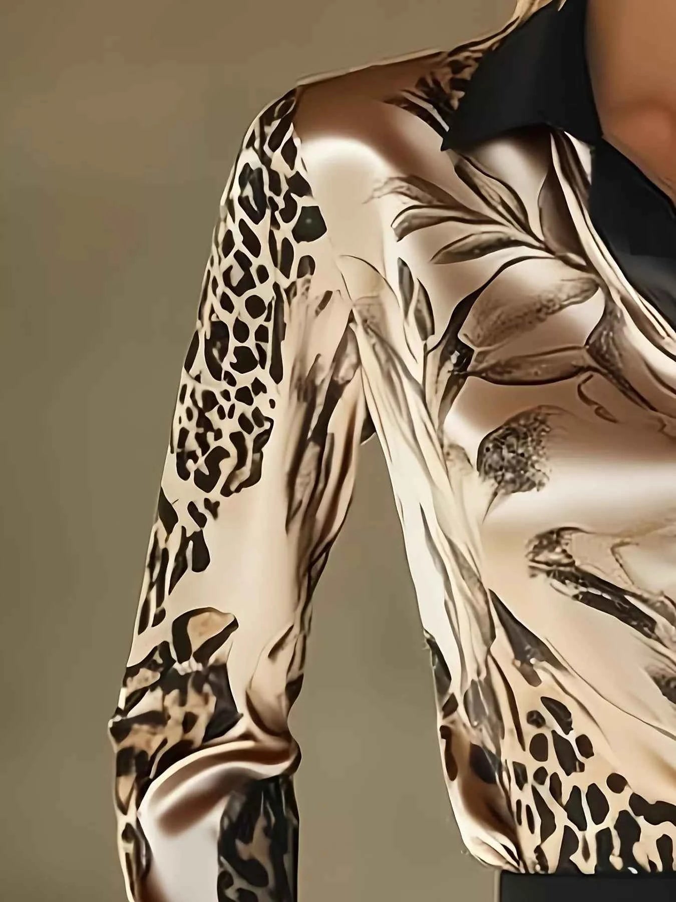Leopard Button Up Long Sleeve Shirt