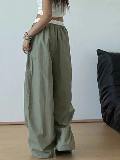 Wide Leg Drawstring Casual Pants