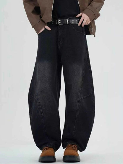 Men's Full Size Washed Wide Leg Jeans Plus Size