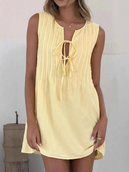 Sleeveless Tie-Front Mini Dress