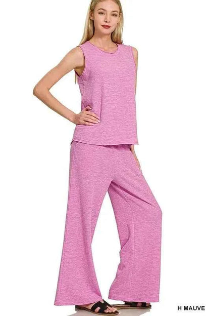 Zenana Cotton Slub Tank & Pants Set