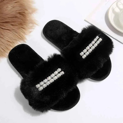 Rhinestone Open Toe Flats Slippers