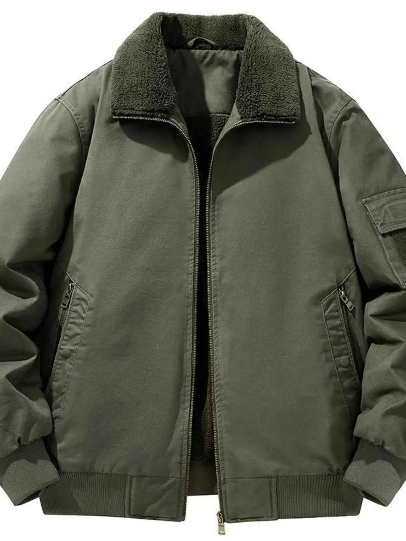 Men's Plus Size Zip Up Long Sleeve Sherpa Jacket