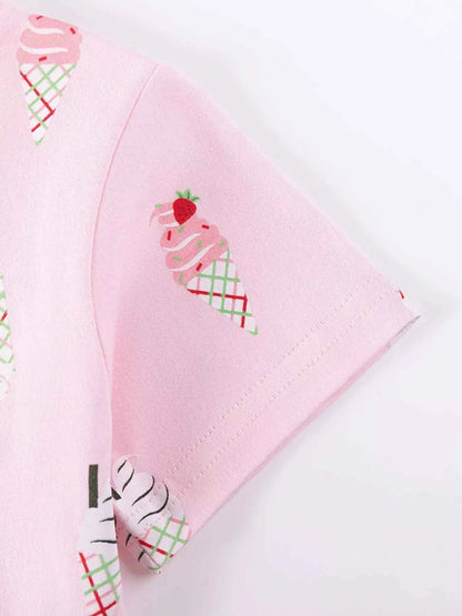 Children's Ice Cream Print Casual Dress
